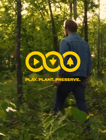 Play Plant Reserve Logo with a man in a forest background