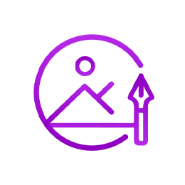 purple mountains and paint brush icon