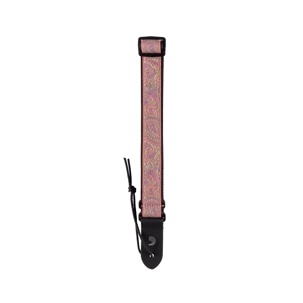 D'Addario Jacquard Ukulele Straps, Paisley Pink/Green
