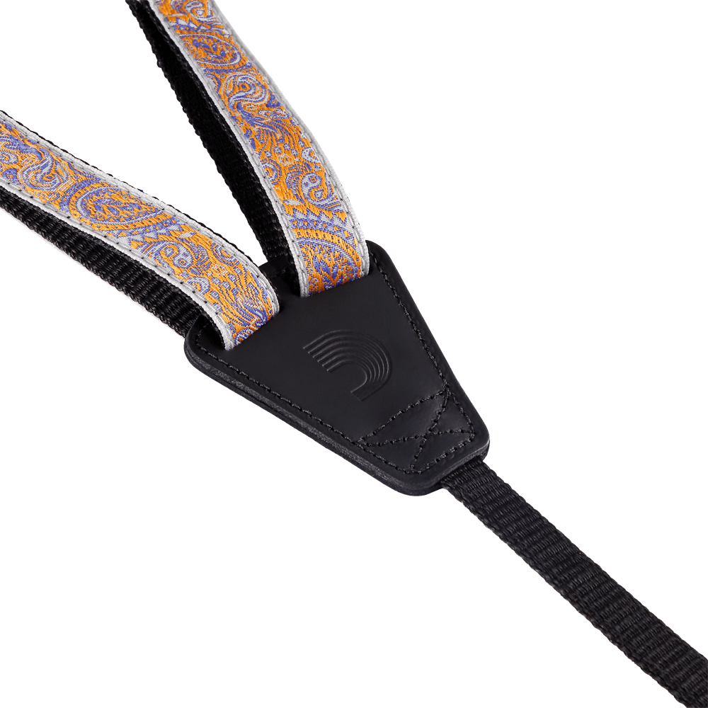 D'Addario Cradle Ukulele Straps, Paisley Grey/Orange