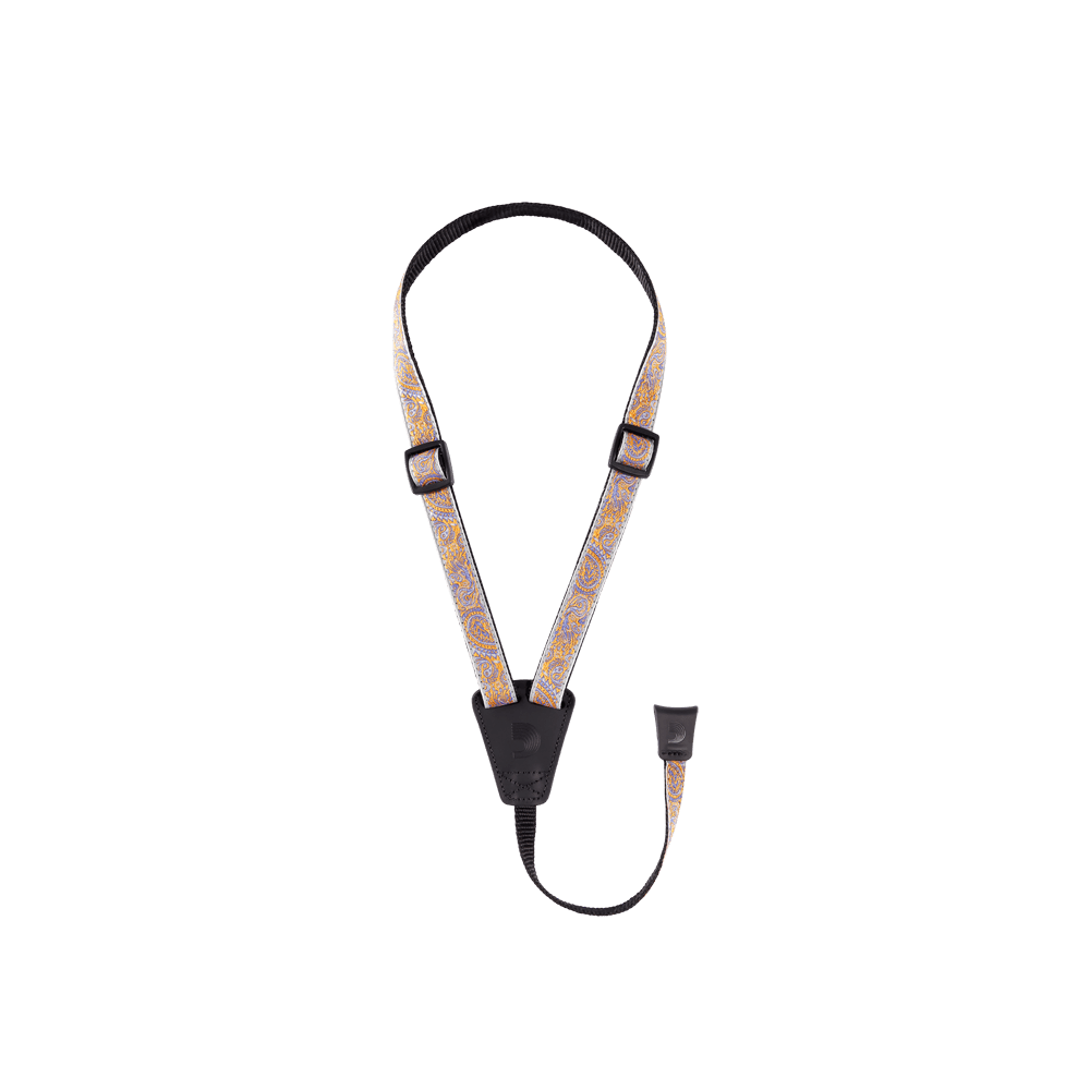 D'Addario Cradle Ukulele Straps, Paisley Grey/Orange
