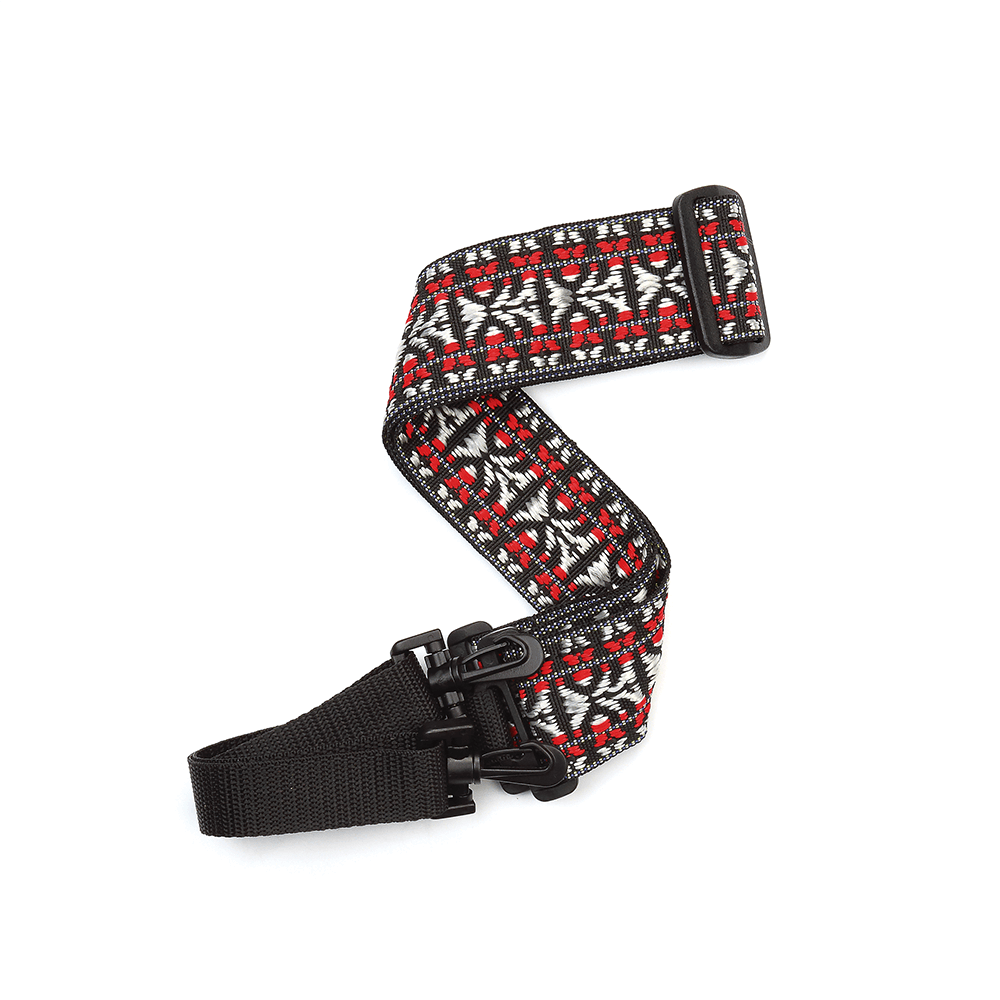 D'Addario Woven Banjo Strap, Hootenanny, Red and Silver