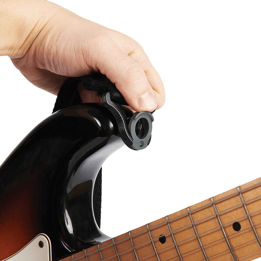 D'Addario Auto Lock Guitar Strap, Black Padded Geometric