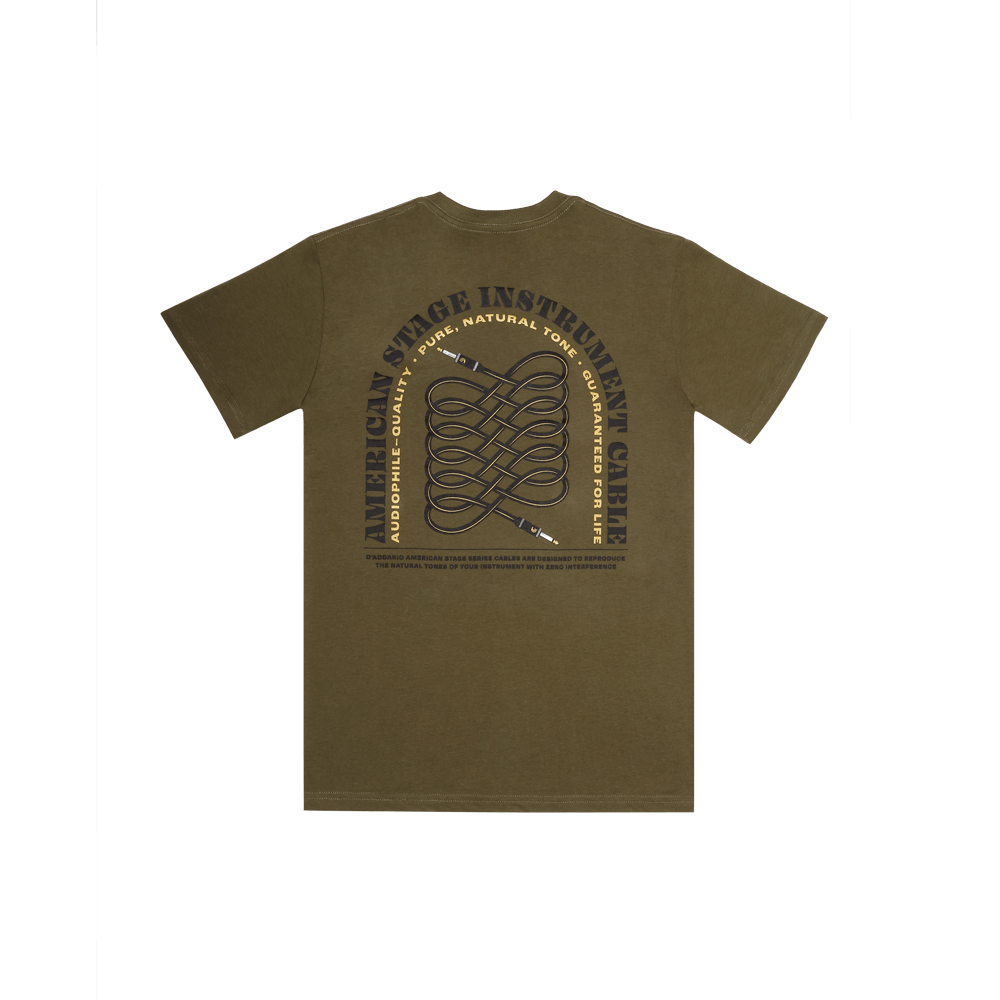D'Addario American Stage Cable T-Shirt, Army Green, L