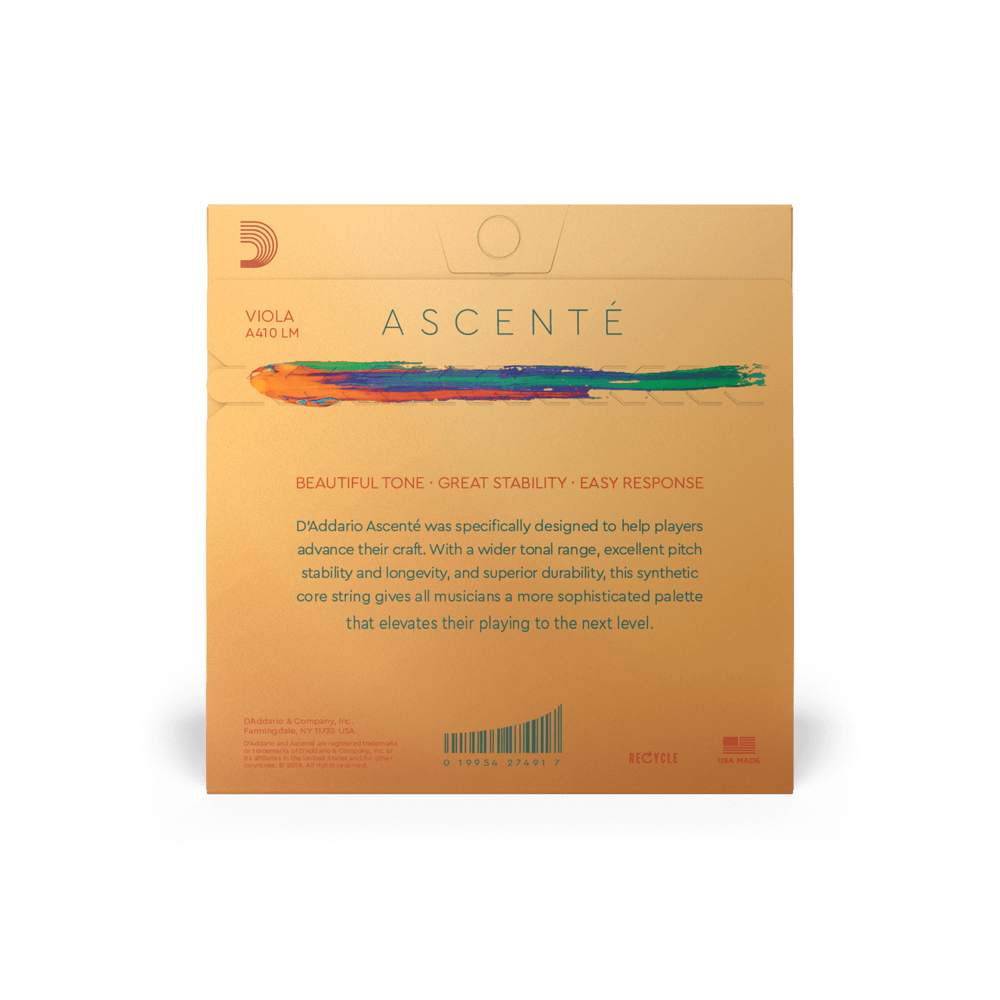 D'Addario Ascenté Viola String Set, Long Scale, Medium Tension