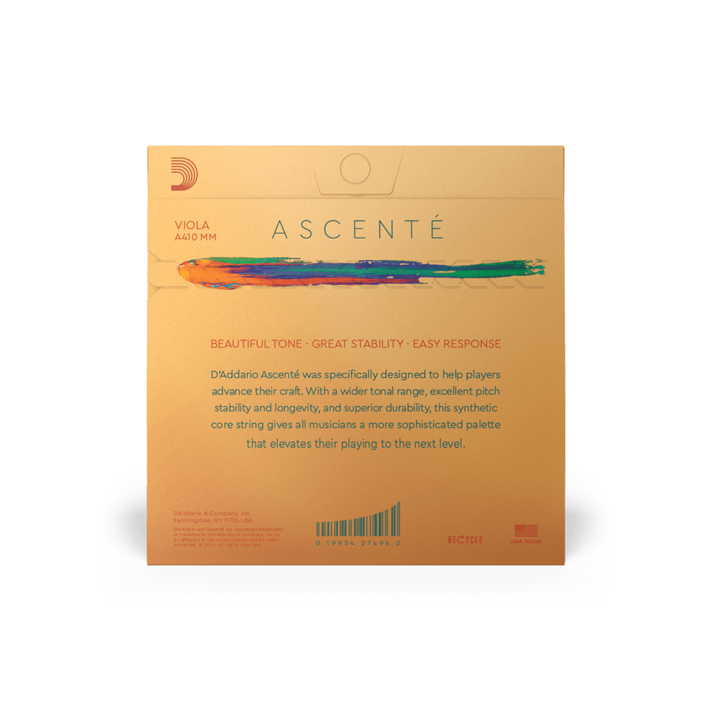 D'Addario Ascenté Viola String Set, Medium Scale, Medium Tension