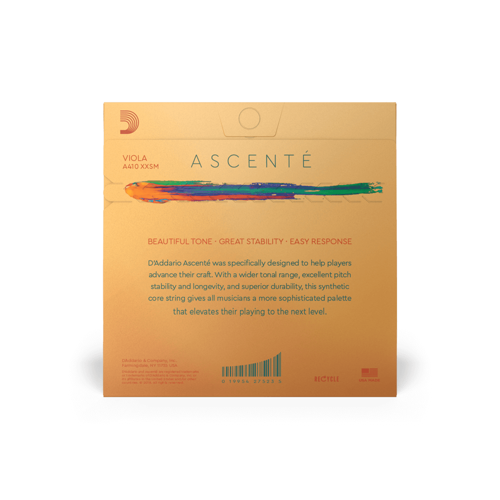 D'Addario Ascenté Viola String Set, Extra-Extra-Short Scale, Medium Tension
