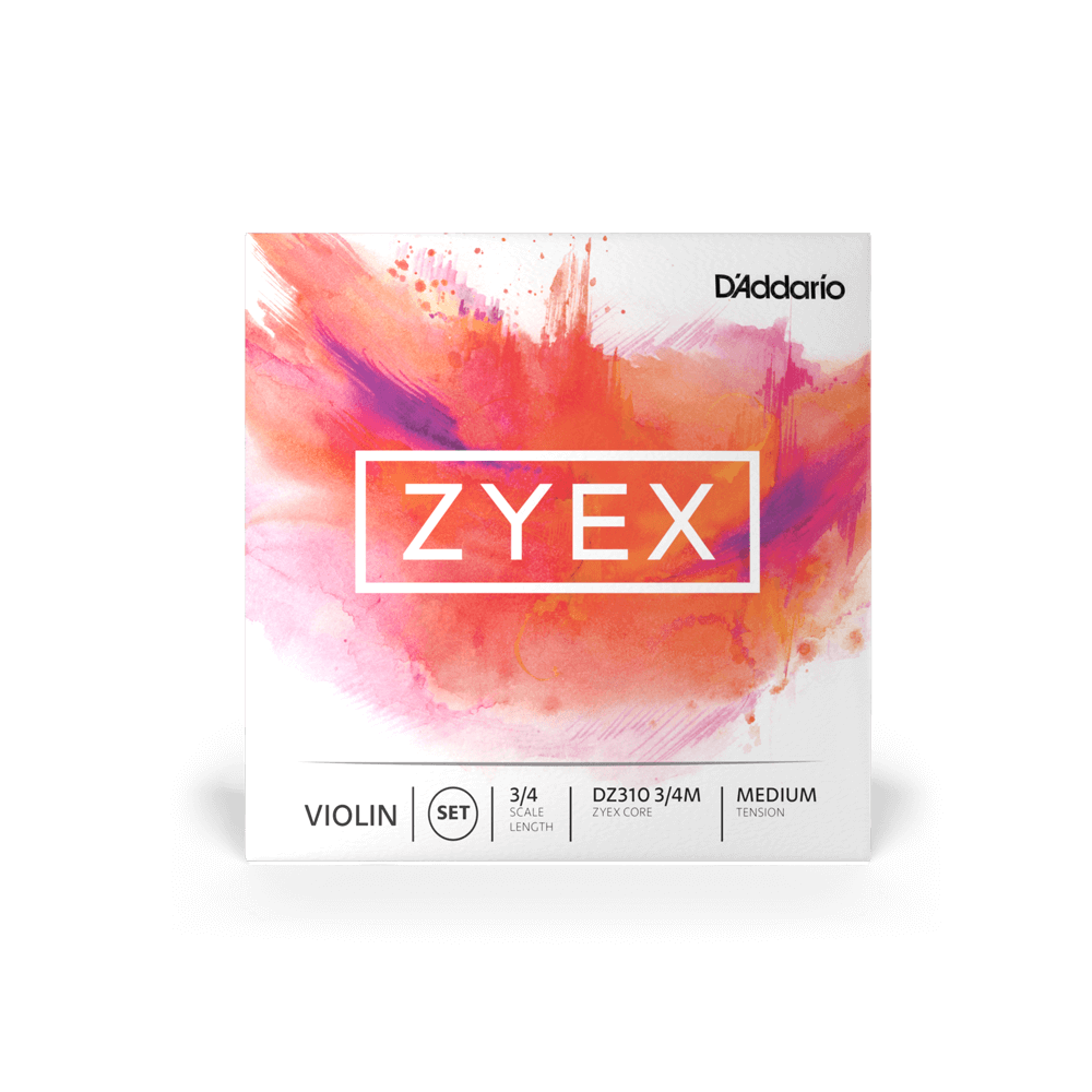 D'Addario Zyex Violin String Set, 3/4 Scale, Medium Tension