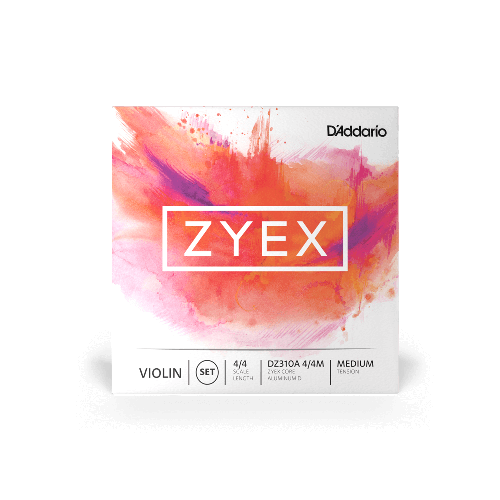 D'Addario Zyex Violin String Set with Aluminum D, 4/4 Scale, Medium Tension