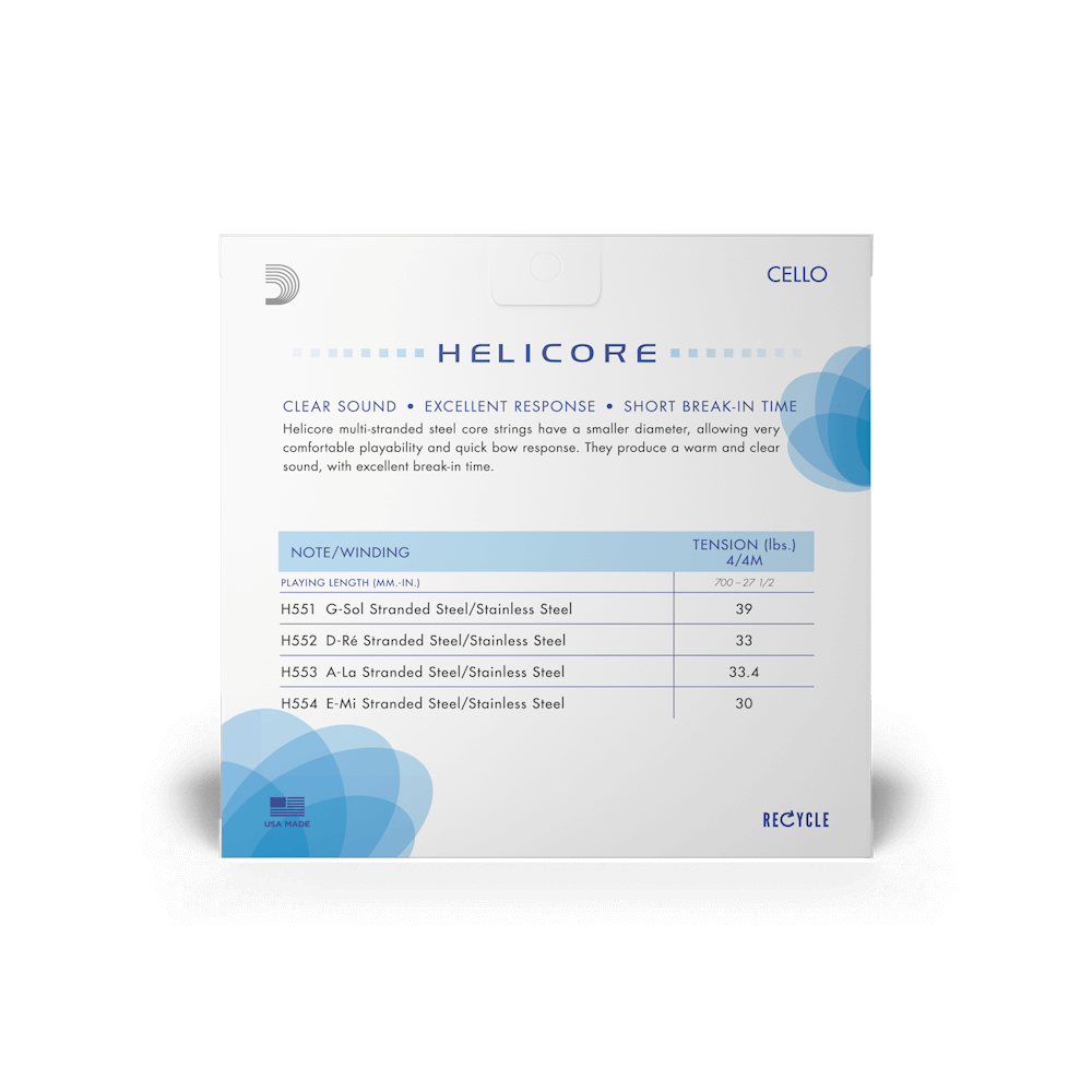 D'Addario Helicore Fourths-Tuning Cello Set, 4/4 Scale, Medium Tension