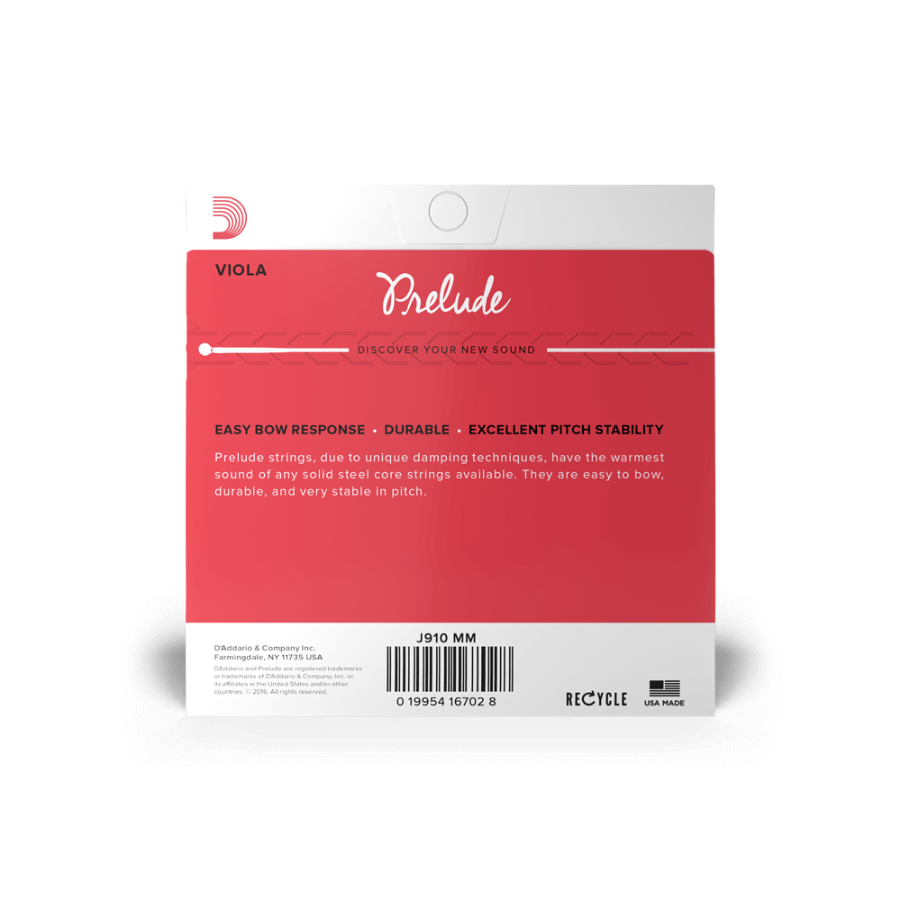 D'Addario Prelude Viola String Set, Medium Scale, Medium Tension