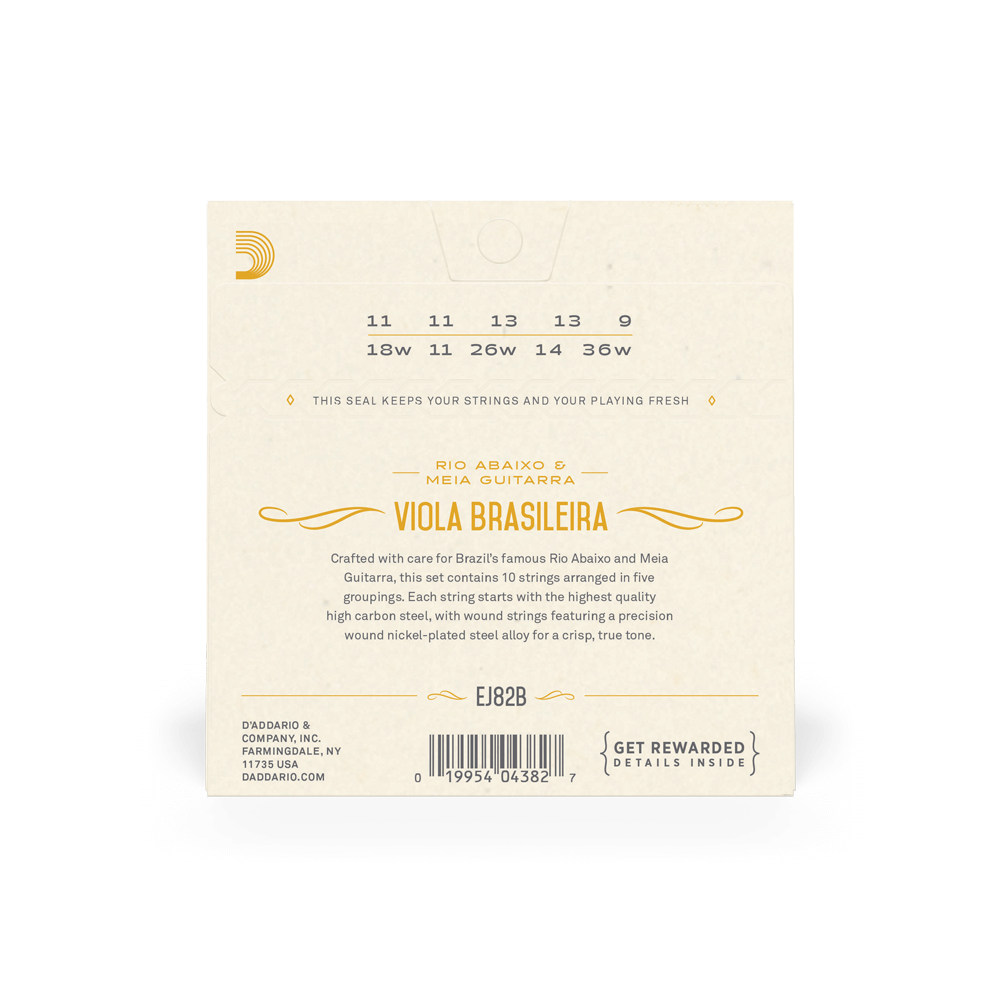D'Addario EJ82B Viola Brasileira Set, Rio Abaixo and Meia Guitarra