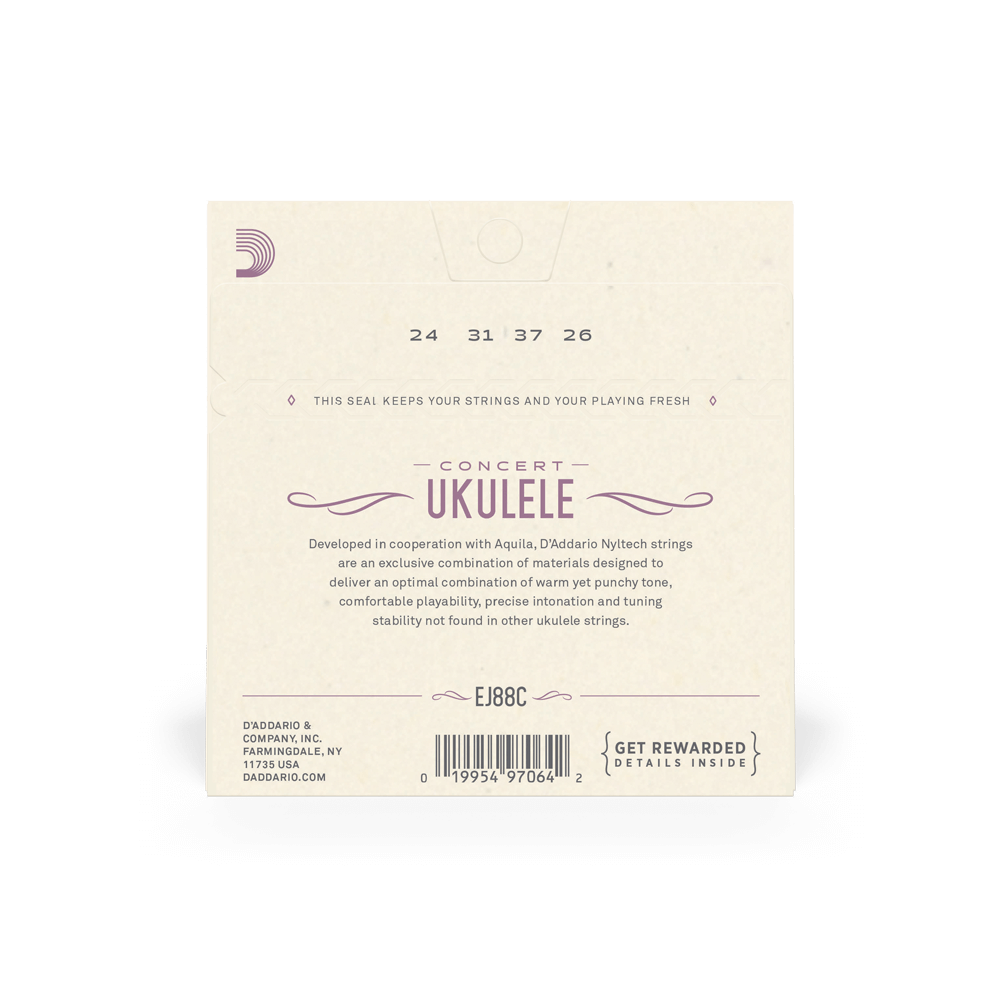 D'Addario EJ88C Nyltech Ukulele Strings, Concert