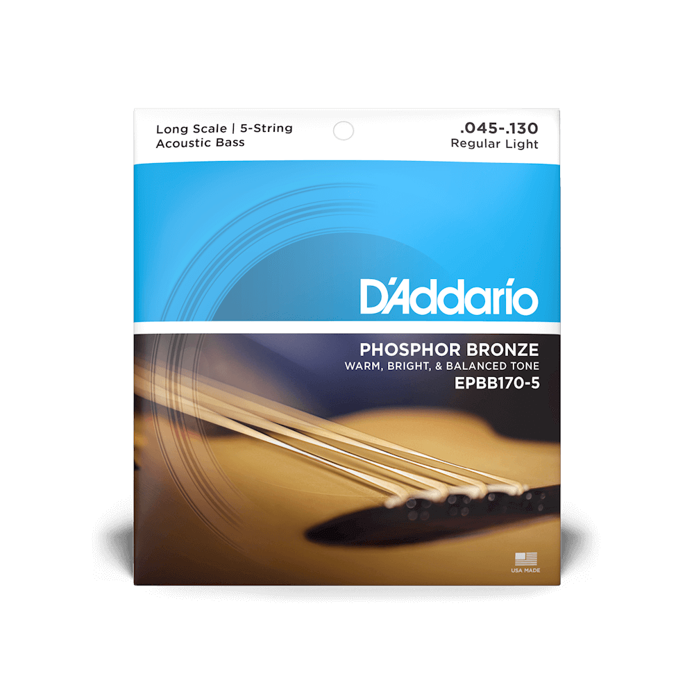 45-130 Regular Light 5-String, Long Scale, Phosphor Bronze Acoustic Bass Strings