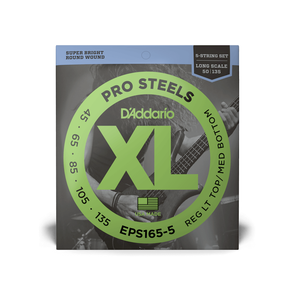 45-135 Regular Light Top/Medium Bottom 5-String, Long Scale, XL ProSteels Bass Strings