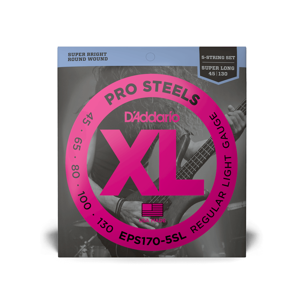 45-130 Regular Light 5-String, Super Long Scale, XL ProSteels Bass Strings