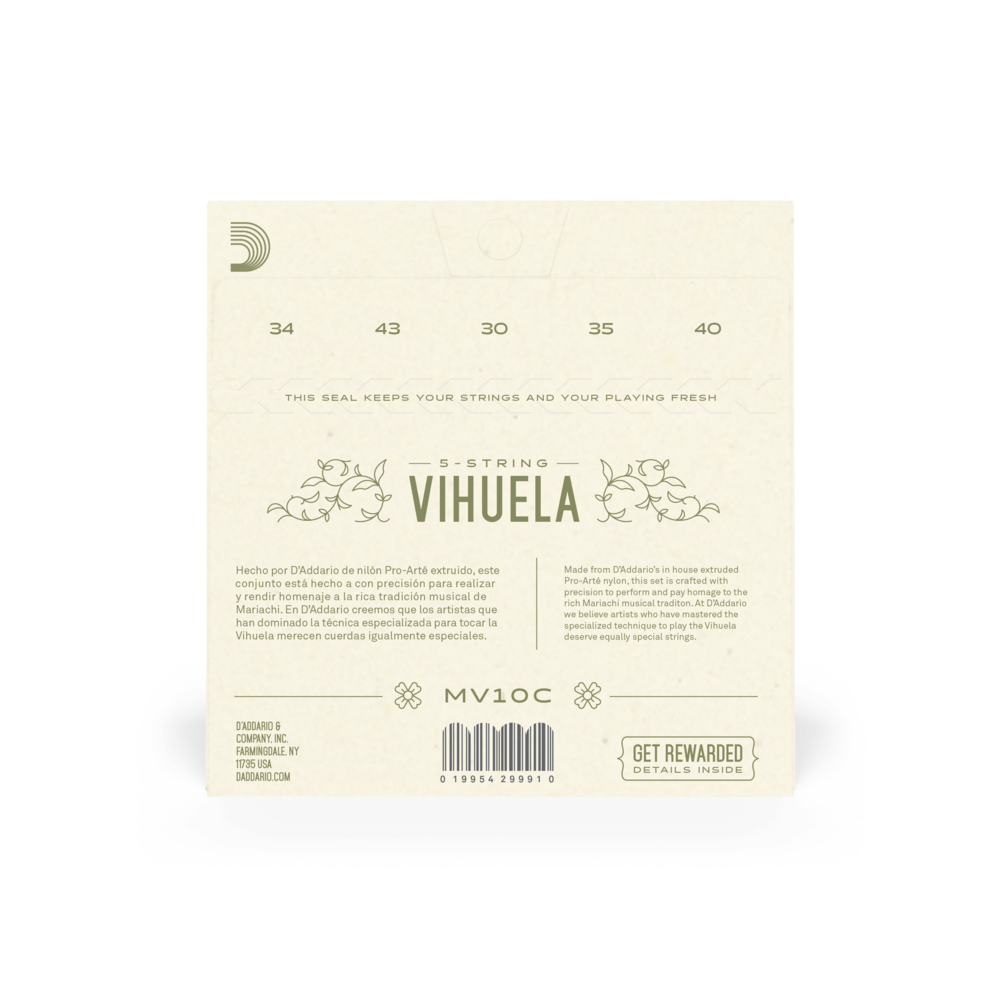 D’Addario MV10C Vihuela Custom Hard Tension Strings