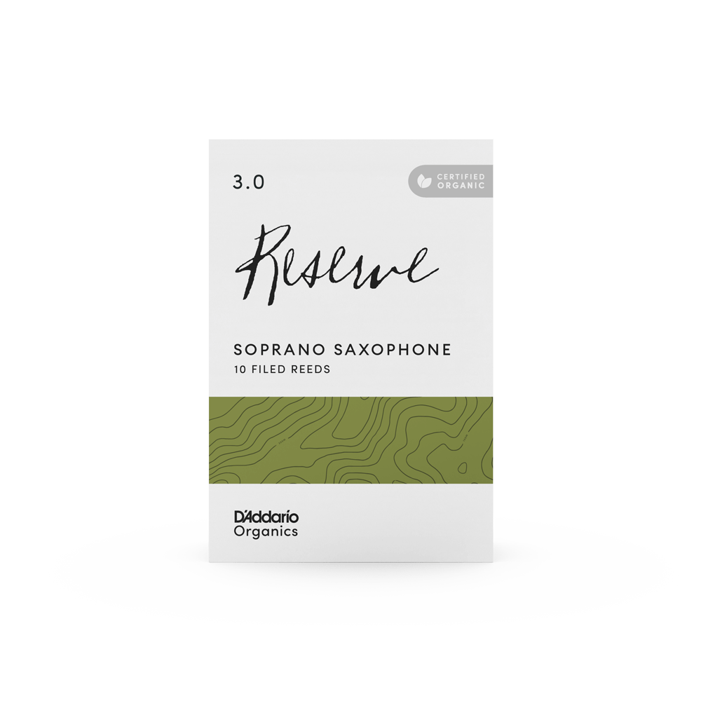 D'Addario Organic Reserve Soprano Saxophone Reeds, Strength 3.0, Individually-Sealed, 10-Pack