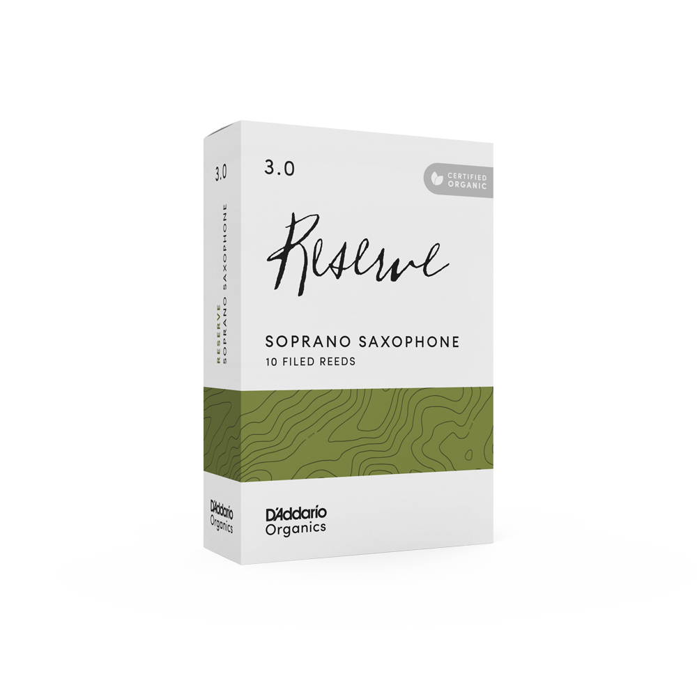 D'Addario Organic Reserve Soprano Saxophone Reeds, Strength 3.0, Individually-Sealed, 10-Pack