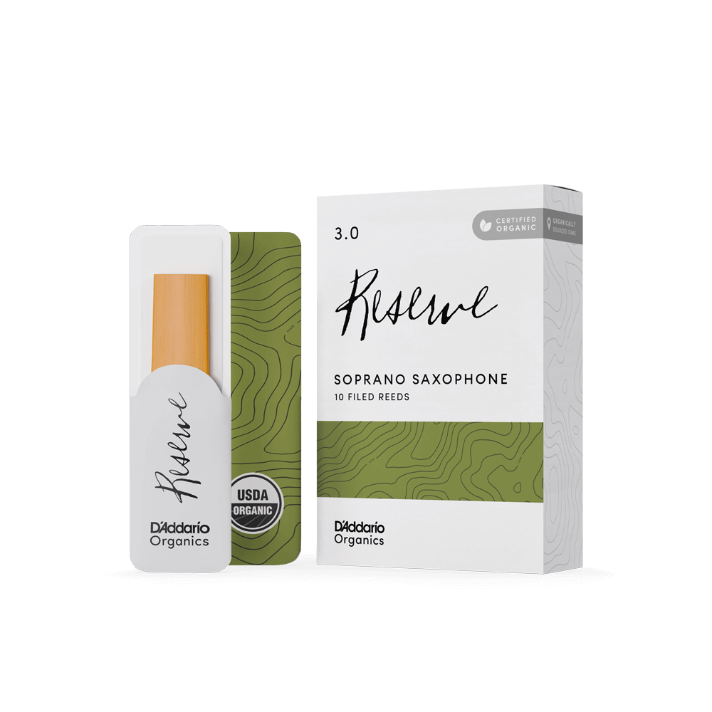 D'Addario Organic Reserve Soprano Saxophone Reeds, Strength 3.0, Individually-Sealed, 10-Pack
