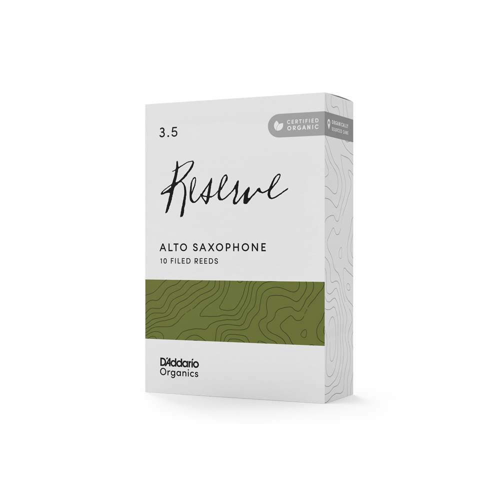 D'Addario Organic Reserve Alto Saxophone Reeds, Strength 3.5, Individually-Sealed, 10-Pack