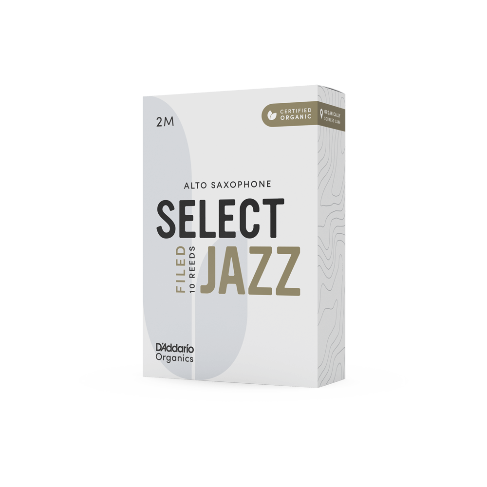 D'Addario Organic Select Jazz Filed Alto Saxophone Reeds, Strength 2 Medium, Individually-Sealed, 10-Pack