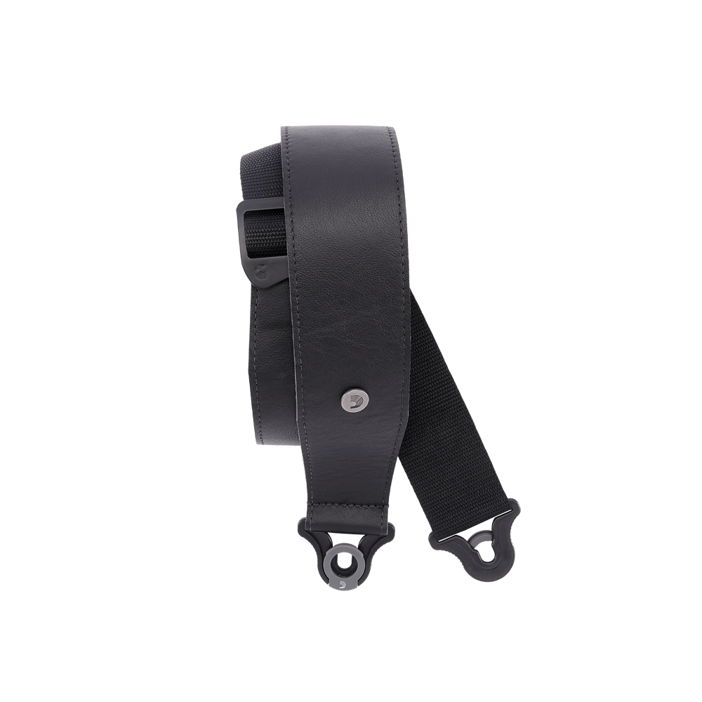 D'Addario Comfort Leather Auto Lock Guitar Strap, Black