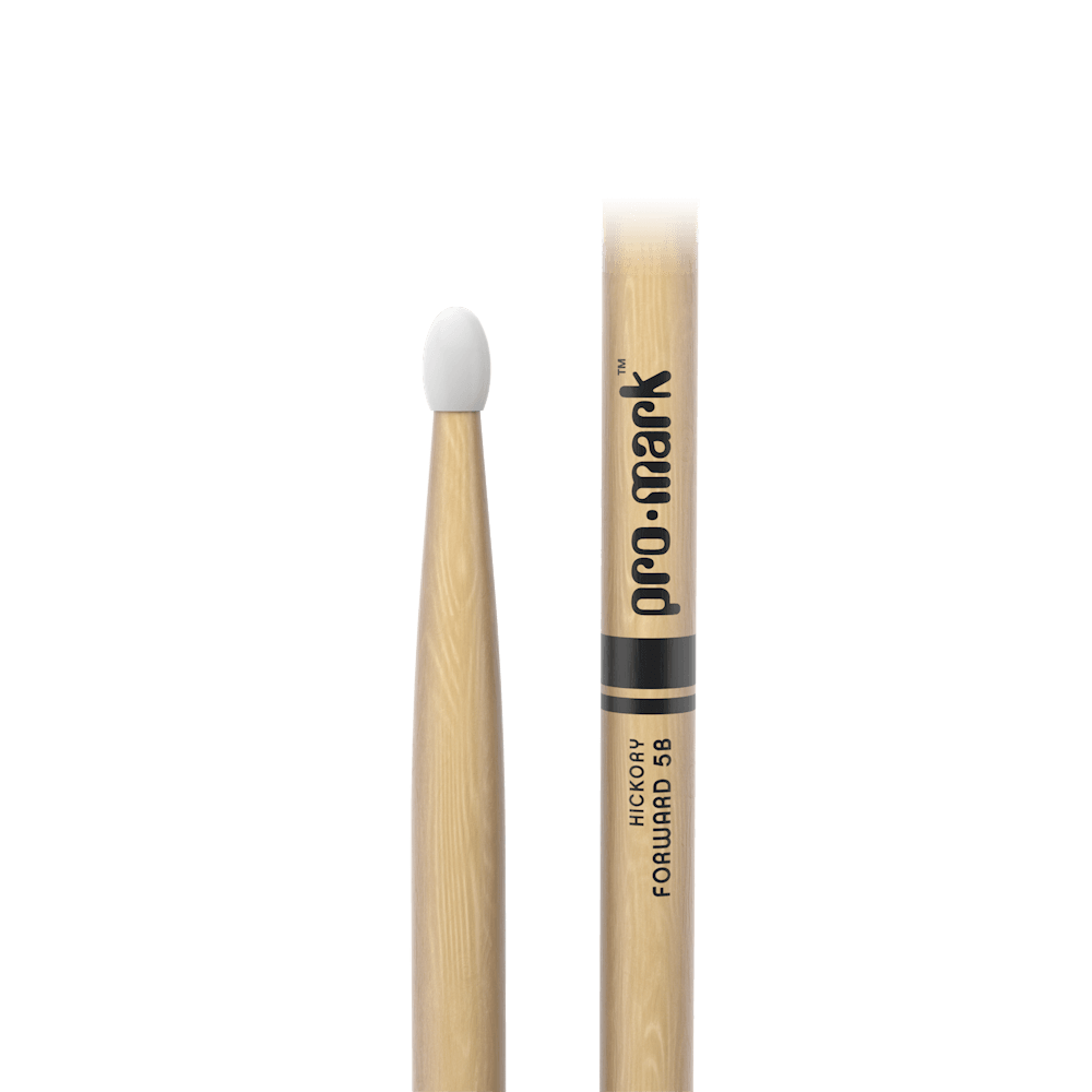 ProMark Classic Forward 5B Hickory Drumstick, Oval Nylon Tip